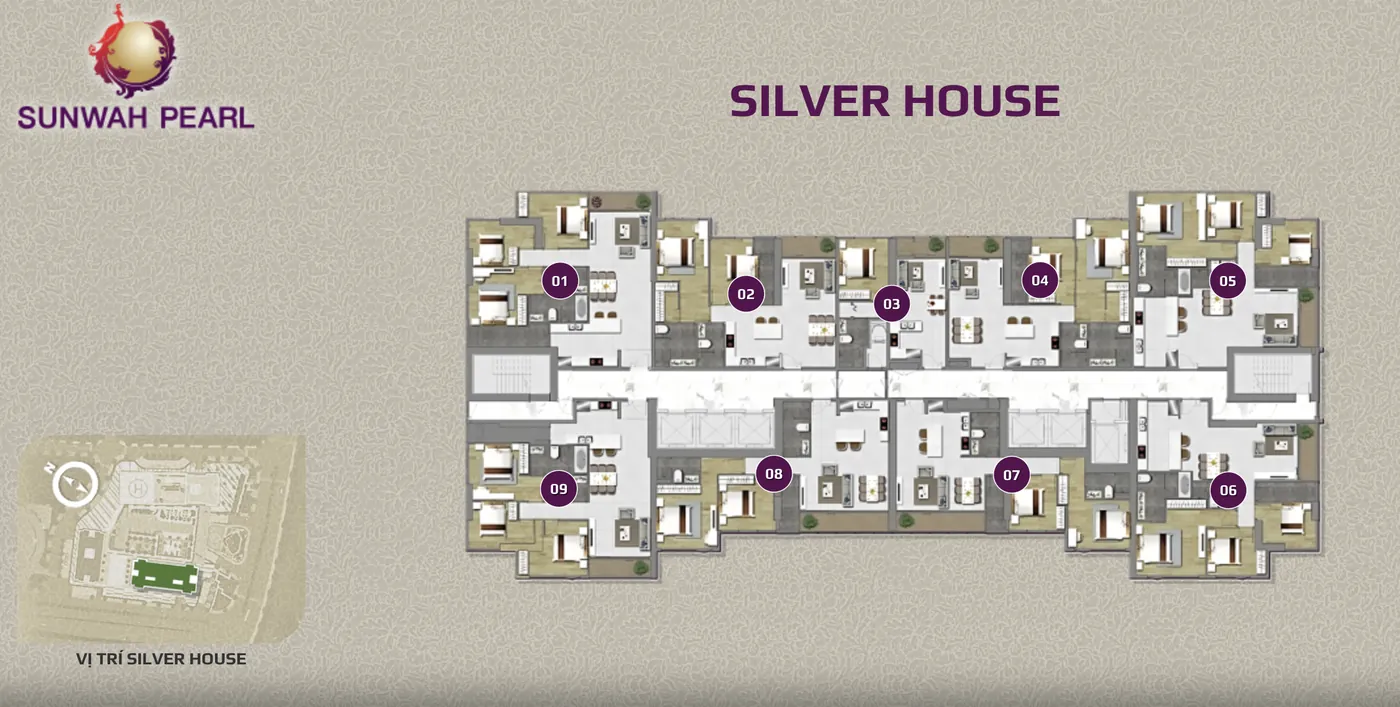 Mặt bằng tầng điển hình tháp Silver House Sunwah Pearl