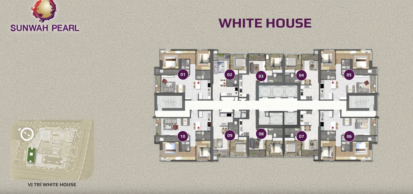 Mặt bằng tầng điển hình tháp White House Sunwah Pearl