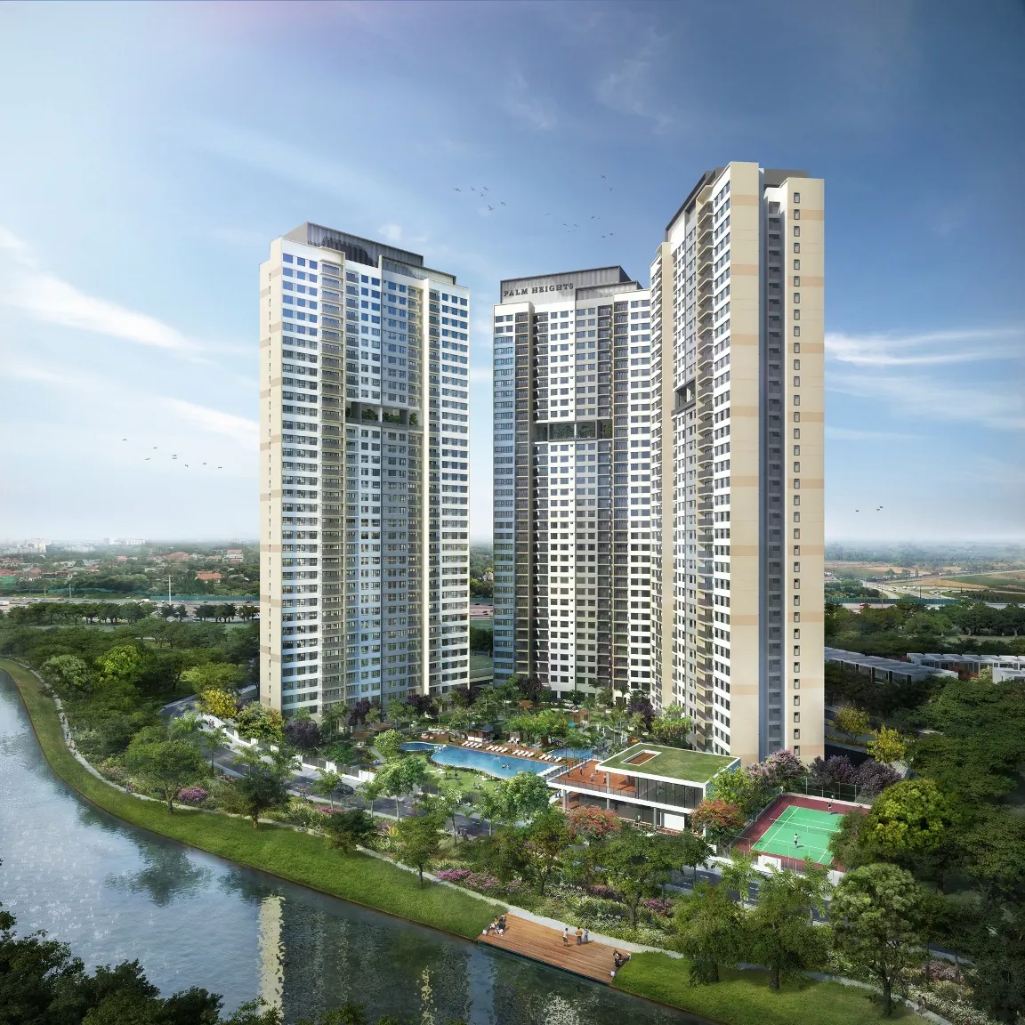 Phối cảnh công viên ven sông trong khu đô thị Palm City tại TP. Thủ Đức