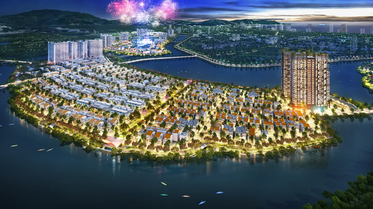Phối cảnh khu thấp tầng ven sông tại đô thị biển Charmora City Nha Trang