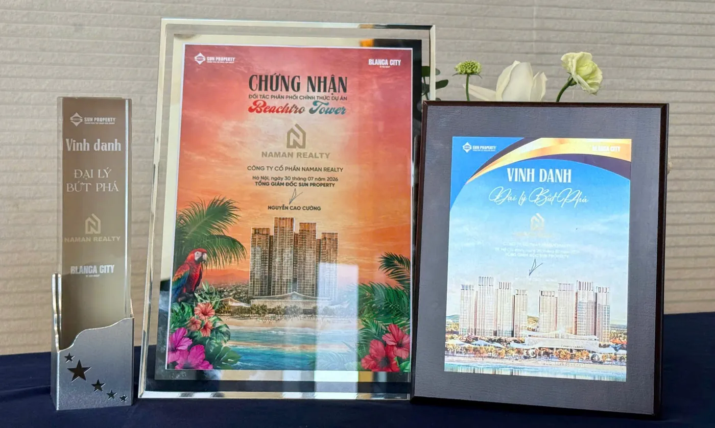 Kỷ niệm chương vinh danh Đại lý bứt phá và chứng nhận đối tác phân phối của NamAn Realty